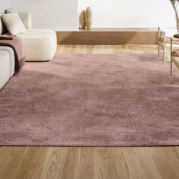 Haze Solid Low-pile Area Rug Pink